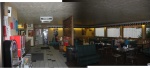 Interior of the A & W Rootbeer Restaurant Cardwell MT. (As stated in previous photo, I believe this was the correct town.). My craving a good cool A & W Rootbeer stayed with me ever since Mobridge SD. As I approached Mobridge that beastly hot afternoon, my research plan, of course, included locating the town's "A & W" where Pirsig and his companions found their "hamburgers and malteds". I was correspondingly primed for a "Rootbeer Cooler"!  But I was sorely disappointed. (See ZMMquality.org/Gallery Photos ZMM Part I captions of Mobridge Photographs.) As evidence that my A & W craving never left me, I couldn't pass this restraint without stopping! The cold stormy rainy Montana weather shown in the previous didn't erase my South Dakota hot day thirst for one of those favorite old-time "sodas"! 
(Photo = 109-0955s_IMG.JPG)