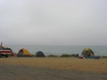 If It Wasn't for the Fog, Lack Of Sun, and the Cold Fog, This Would Be a Great Place for Beach Camping!  Well at least we can see the ocean. Clearly the coast highway has turned closer to the ocean edge and left the high cliffs behind.  Several miles Trinidad State Beach, South of Orick, CA.  (Photo = 115-1611_IMG.JPG)