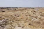 The ZMM Narrator, Chris and the Sutherlands Came Along This Road in Mid July 1968. At That Time This Land Was Experiencing A Fierce Heat Wave, and the Emotional Impact Of This Barren Tortured Landscape Made It Even Worse Them.   On my second trip to Miles City and Bozeman, I paid more attention after Bowman and was successful in finding the Narrator's Bad Lands. The transition from productive irrigated fields to this awesome scar is readily visible in aerial photos. Search Google Maps (or Mapquest) for Bowman, ND. Then request "combined map & aerial, then move West along Rt 12 for 14 miles. You will see what I mean.  Marmarth, MT.  ************************************  (Photo = Summer 2006 0336...... ZMM Page = 068 ...... WayPt = 078`|k|' 2925ft) 
