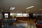 Interior View of the Owl Cafe.' Showing Set-up For Grand High School Reunion Dinner.    Laurel, MT. Out the window and beyond those buildings and a giant switch yard of the Burlington Northern & Santa Fe Railway, do lie distant mountains to the South and somewhat East. Within walking distance of the former Hurzler Hotel, this is the most likely ZMM restaurant in Laurel. This restaurant now has a really great culinary chief that is a graduate of Western Culinary School, Portland, Oregon. The food here is a don't miss!! See my longer caption, with links, in my ZMM Part II photos elsewhere in this Gallery.  ************************************  (Photo = Summer2006 0397 ...... ZMM Page = 104 ...... WayPt = 122`|u|' 3396ft)