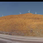 Burnt, Dry Grass Seen along the Interstate at Altamont Pass in the Summertime. View Opens Looking SouthEast. ""  I-580 near Livermore, CA.   ***********************************  (Photo = 122-2275+7 ...... ZMM Page = NA ...... WayPt = 072 0732ft)