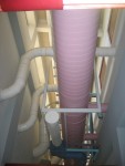 Another View of the Science Building Ducts and Pipes Over the Hallway.  Above the pipes the sunlight from the solar collectors can pee seen.  Science Building,  USCA Campus, Aiken, SC.  ************************************  (Photo = 4991 ...... WayPt = `000 |w|' 420 ft) 