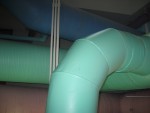 View of the Ducts Looking Straight Ahead (South).   Sorry for showing you "just these pipes", but this is what is there! This view is from the third level landing overlooking the second level hallway.  Science Building,  USCA Campus, Aiken, SC.  ************************************  (Photo = 4995 ...... WayPt = `000 |w|' 420 ft)