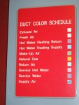 This Chart Explains the Colors Used To Color Code the Science Building Ducts and Pipes.  The Light Green Ducts carry air that has been collected in one area of the building for filtering and re-use in another part of the building. The pink ducts carry fresh air. The White Ducts, are coated with an acid resist epoxy enamel, are used to carry away the fumes from Chem Labs as well as Men's and Women's Rooms. The White Ducts deliver their air to the exhaust tower on the South side of our science building. You should make note of these colors, so you can interpret the colors you see in these science building albums.  Science Building,  USCA Campus, Aiken, SC.  ************************************  (Photo = 5123 ...... WayPt = `000 |w|' 420 ft)