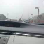 As We Approach The On-Ramp Of The Golden Gate Suspension Bridge, We Can See, Despite The Fog, The Two Giant Red Colored Bridge Support Cables, Angle Up, And Disappear Into The Fog!  

File = DSC 0151 Resize602x400